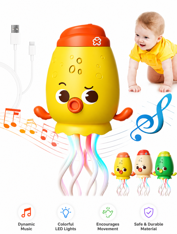 Dancing Octopus | Rotating LED Sensory Toy for Babies 0-12 Months | The HAHA Toys