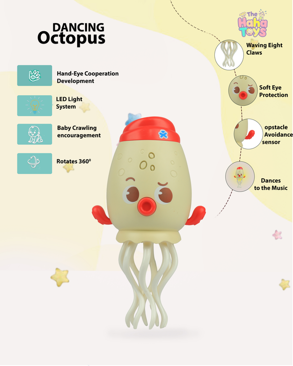 Dancing Octopus | Rotating LED Sensory Toy for Babies 0-12 Months | The HAHA Toys