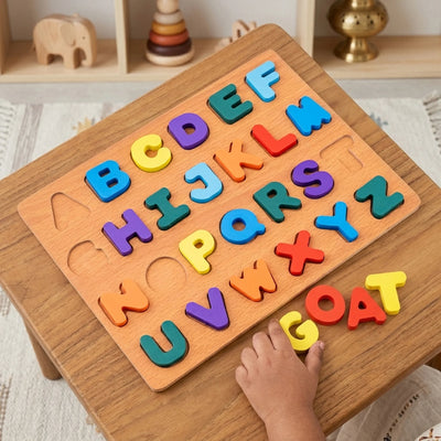 Multicolour Wooden Uppercase Alphabet Puzzle Board